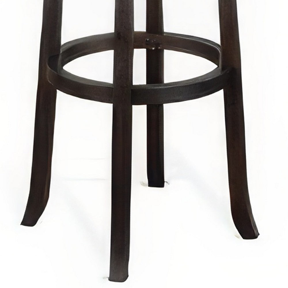 Elon Swivel Barstool Set of 2 Black Faux Leather Cushioned 30’’ BM325279