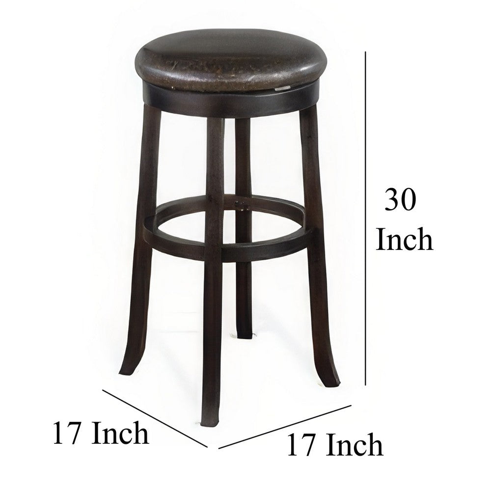 Elon Swivel Barstool Set of 2 Black Faux Leather Cushioned 30’’ BM325279