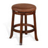 Odel Swivel Counter Stool Set of 2, Brown Faux Leather, Dark Mahogany