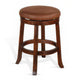 Odel Swivel Counter Stool Set of 2, Brown Faux Leather, Dark Mahogany