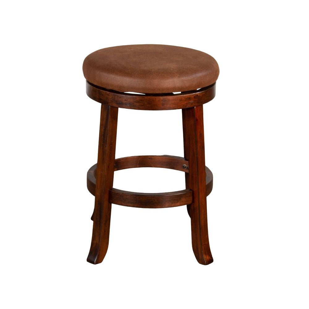 Odel Swivel Counter Stool Set of 2 Brown Faux Leather Dark Mahogany BM325282