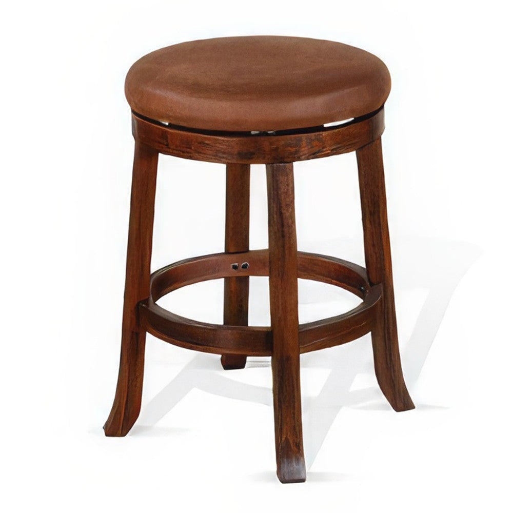Odel Swivel Counter Stool Set of 2 Brown Faux Leather Dark Mahogany BM325282