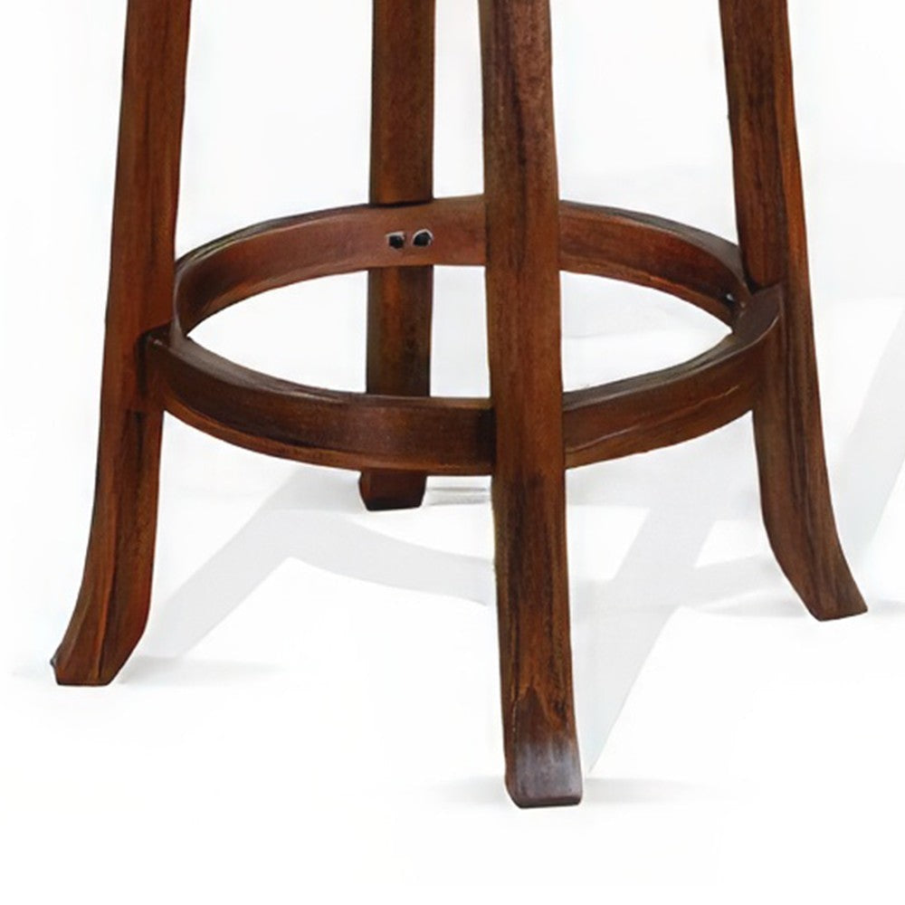 Odel Swivel Counter Stool Set of 2 Brown Faux Leather Dark Mahogany BM325282