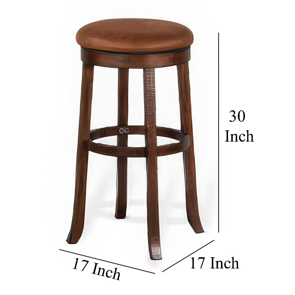 Odel Swivel Barstool Set of 2 Brown Faux Leather Dark Mahogany Wood BM325283