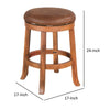 Marv Swivel Counter Stool Set of 2 | Faux Leather Seat | Rustic Oak Brown Mahogany Wood BM325286