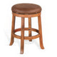 Marv Swivel Counter Stool Set of 2 | Faux Leather Seat | Rustic Oak Brown Mahogany Wood BM325286