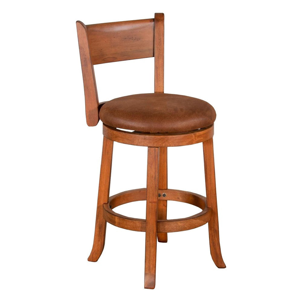 Marv Swivel Counter Height Chair Set of 2 Brown Faux Leather Wood BM325288
