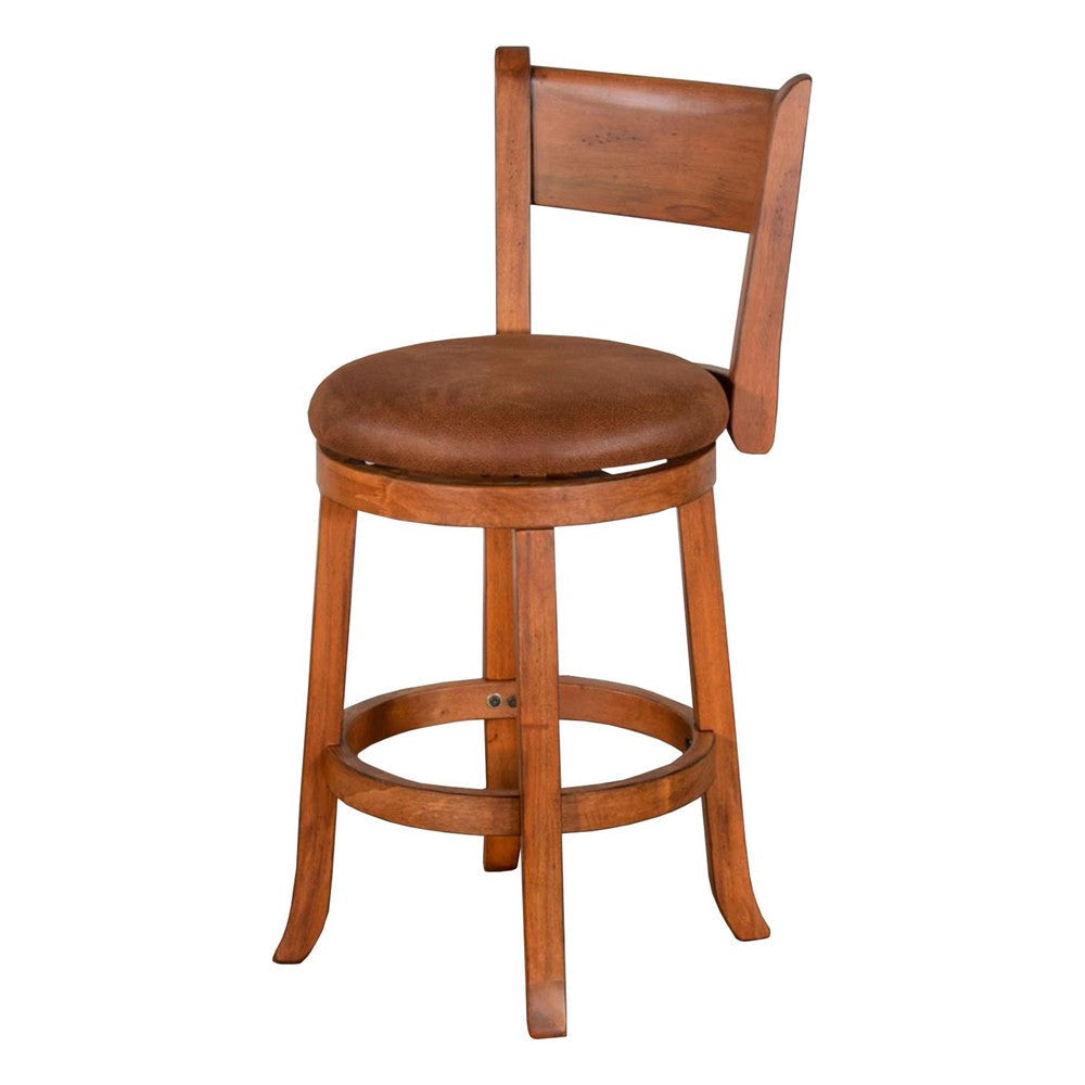 Marv Swivel Counter Height Chair Set of 2 Brown Faux Leather Wood BM325288