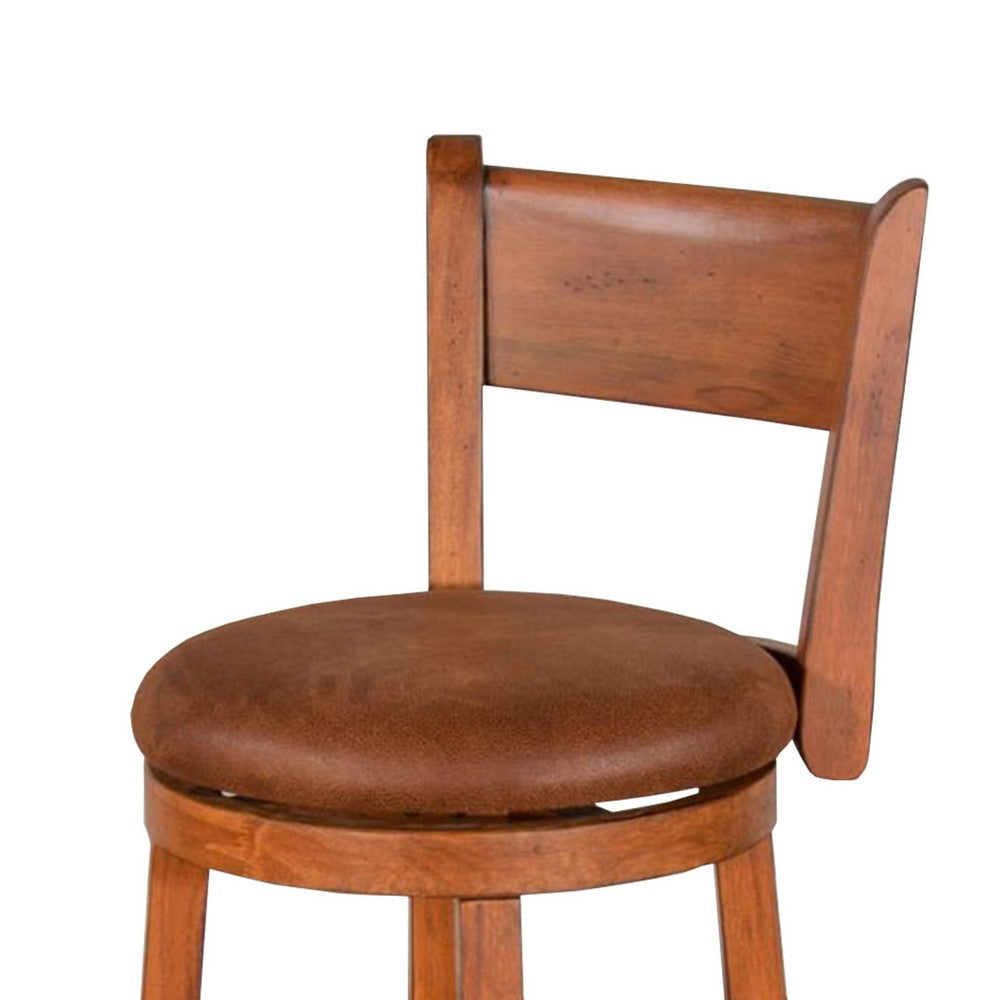 Marv Swivel Counter Height Chair Set of 2 Brown Faux Leather Wood BM325288