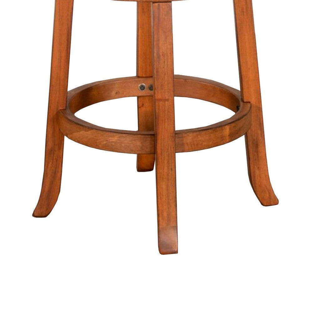 Marv Swivel Counter Height Chair Set of 2 Brown Faux Leather Wood BM325288