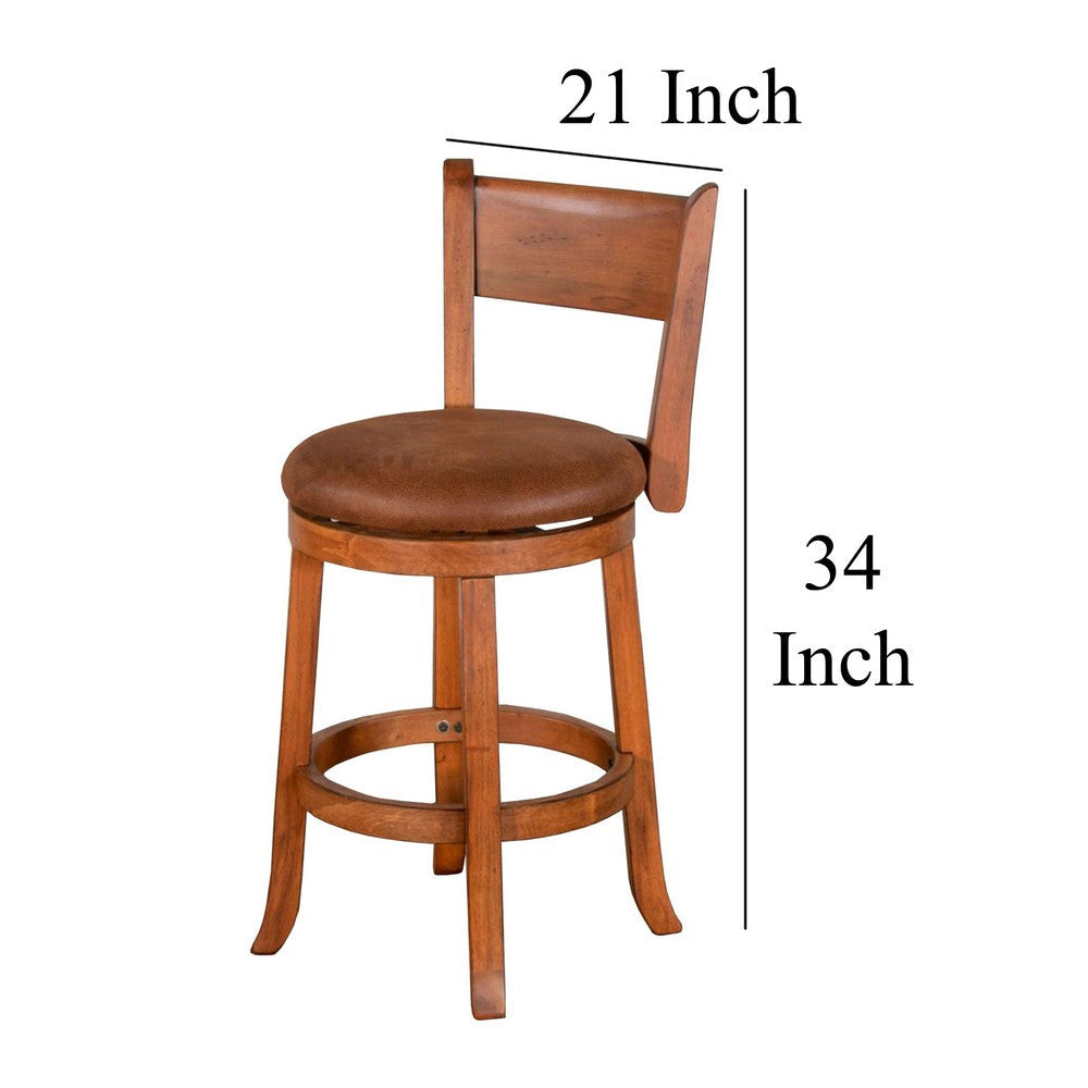 Marv Swivel Counter Height Chair Set of 2 Brown Faux Leather Wood BM325288