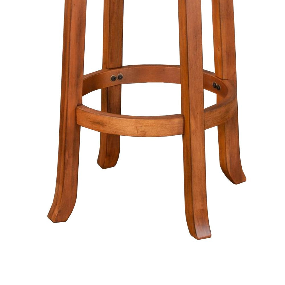 Marv Swivel Barstool Chair Set of 2 Brown Faux Leather Mahogany Wood BM325289