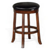 Reggie Swivel Counter Stool Set of 2, Black Faux Leather, Brown Wood