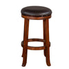 Reggie Swivel Counter Stool Set of 2 Black Faux Leather Brown Wood BM325290