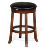 Reggie Swivel Counter Stool Set of 2 Black Faux Leather Brown Wood BM325290