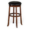 Reggie Swivel Barstool Set of 2 Black Faux Leather Brown Mahogany BM325291