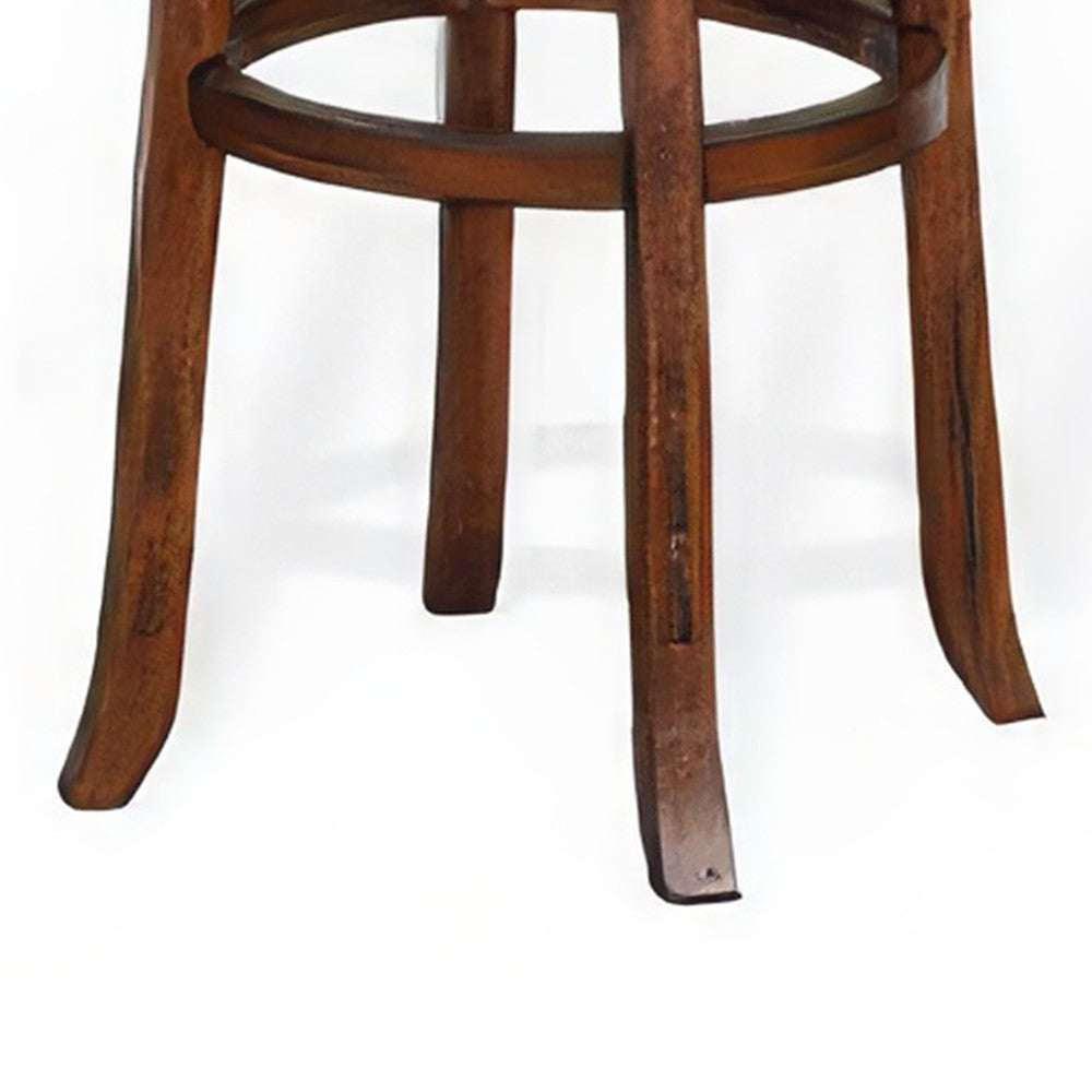 Reggie Swivel Barstool Set of 2 Black Faux Leather Brown Mahogany BM325291