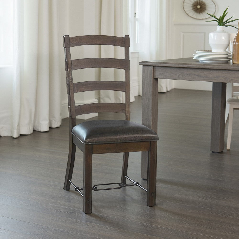 Flint Dining Side Chair Set of 2, Fabric, Dark Brown Mahogany, 19"