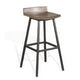 Yael Barstool Set of 2, Low Back, Black, Rustic Brown Mahogany 30"