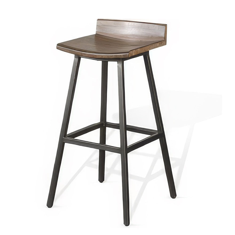 Yael Barstool Set of 2 Low Back Black Rustic Brown Mahogany 30’’ BM325296