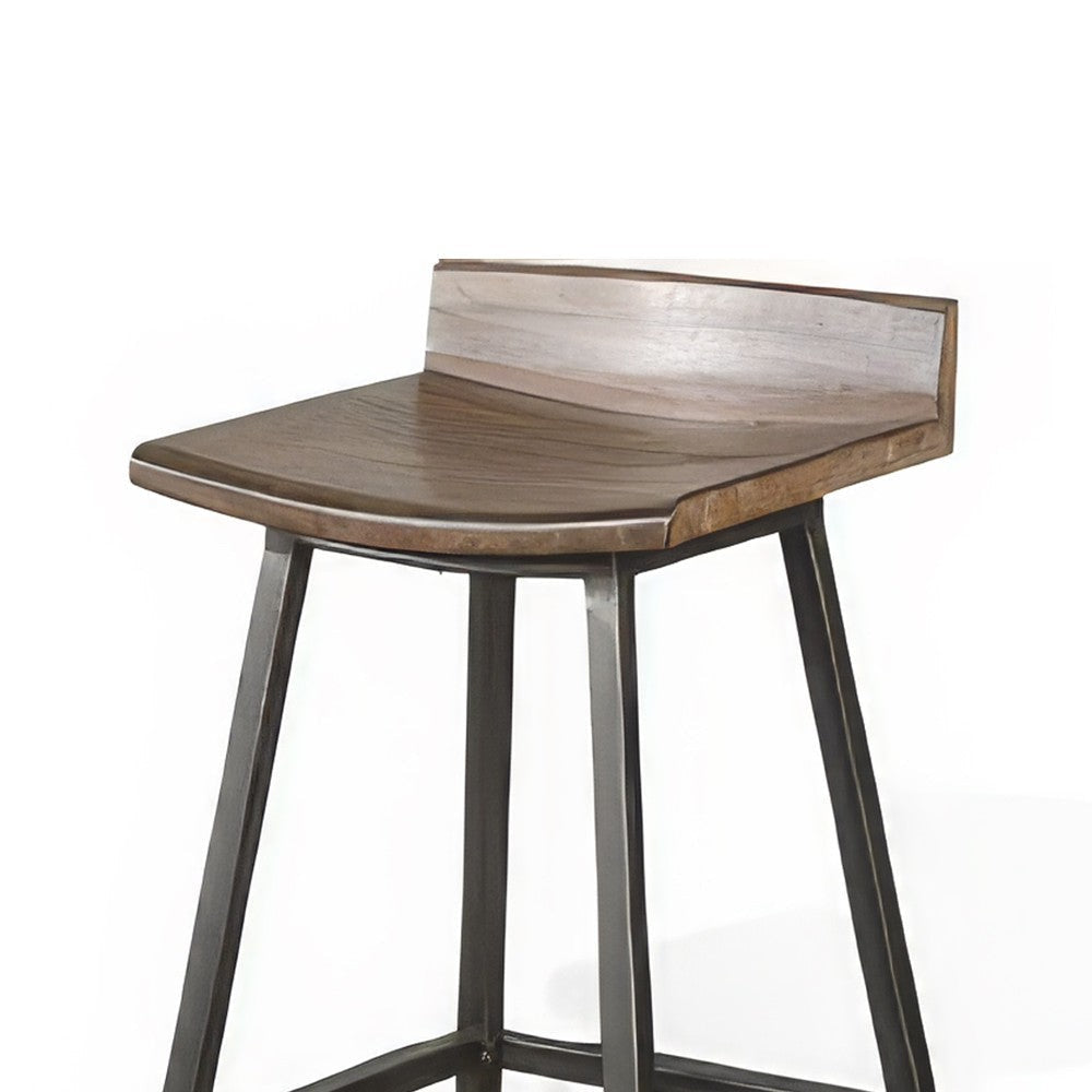 Yael Barstool Set of 2 Low Back Black Rustic Brown Mahogany 30’’ BM325296