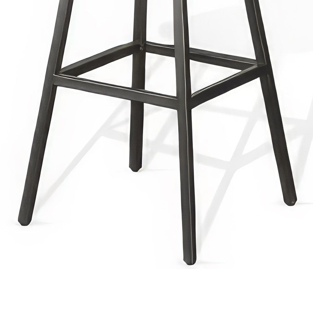Yael Barstool Set of 2 Low Back Black Rustic Brown Mahogany 30’’ BM325296
