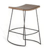 Yael Counter Stool Set of 2, Curved Seat, Rustic Brown Wood, 24"
