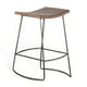 Yael Counter Stool Set of 2, Curved Seat, Rustic Brown Wood, 24"