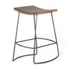 Yael Counter Stool Set of 2 Curved Seat Rustic Brown Wood 24’’ BM325297
