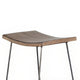 Yael Counter Stool Set of 2 Curved Seat Rustic Brown Wood 24’’ BM325297