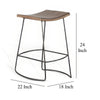 Yael Counter Stool Set of 2 Curved Seat Rustic Brown Wood 24’’ BM325297