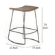Yael Counter Stool Set of 2 Curved Seat Rustic Brown Wood 24’’ BM325297