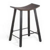 Flint Counter Stool Set of 2, Curved Dark Brown Mahogany Wood, 24"