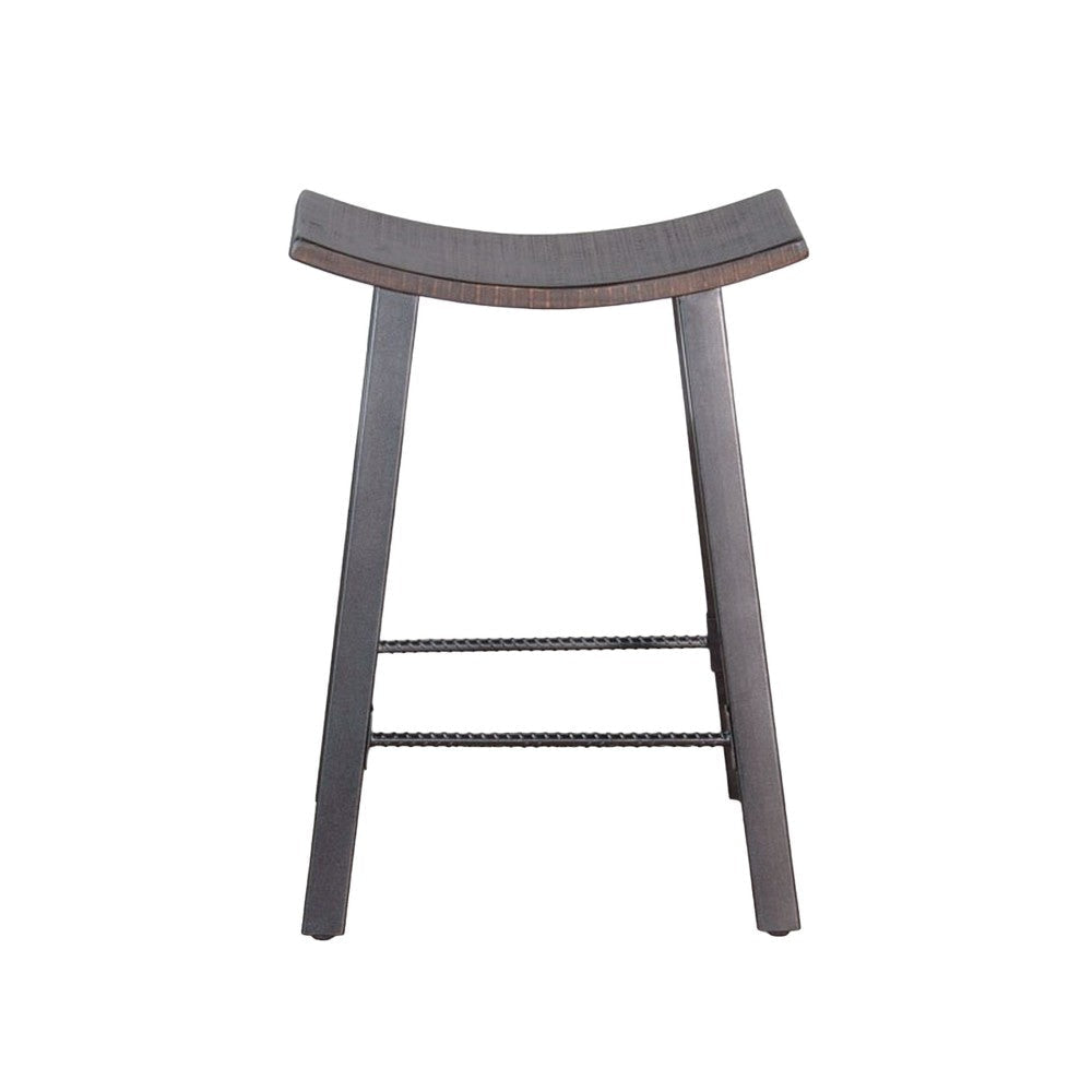Flint Counter Stool Set of 2 Curved Dark Brown Mahogany Wood 24’’ BM325299