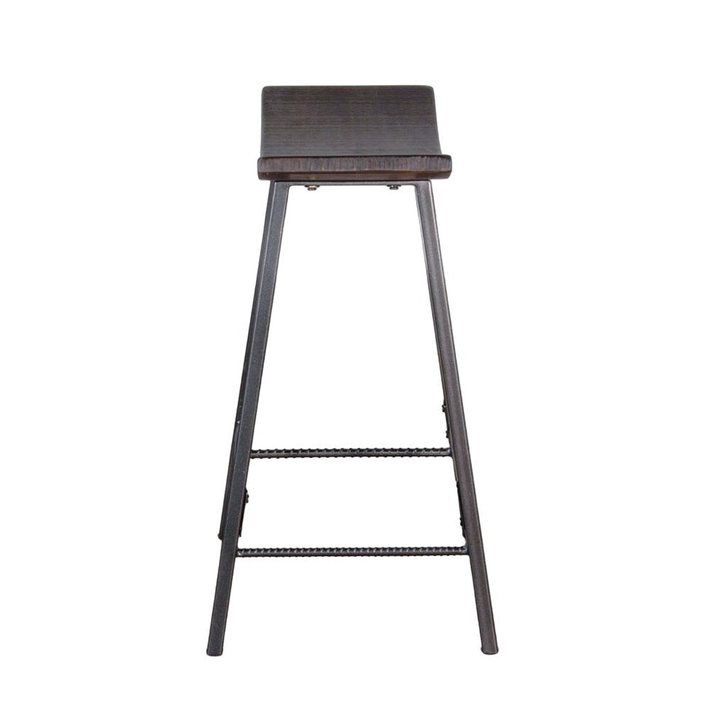 Flint Counter Stool Set of 2 Curved Dark Brown Mahogany Wood 24’’ BM325299