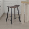 Flint Counter Stool Set of 2, Curved Dark Brown Mahogany Wood, 24"