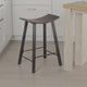 Flint Counter Stool Set of 2, Curved Dark Brown Mahogany Wood, 24"