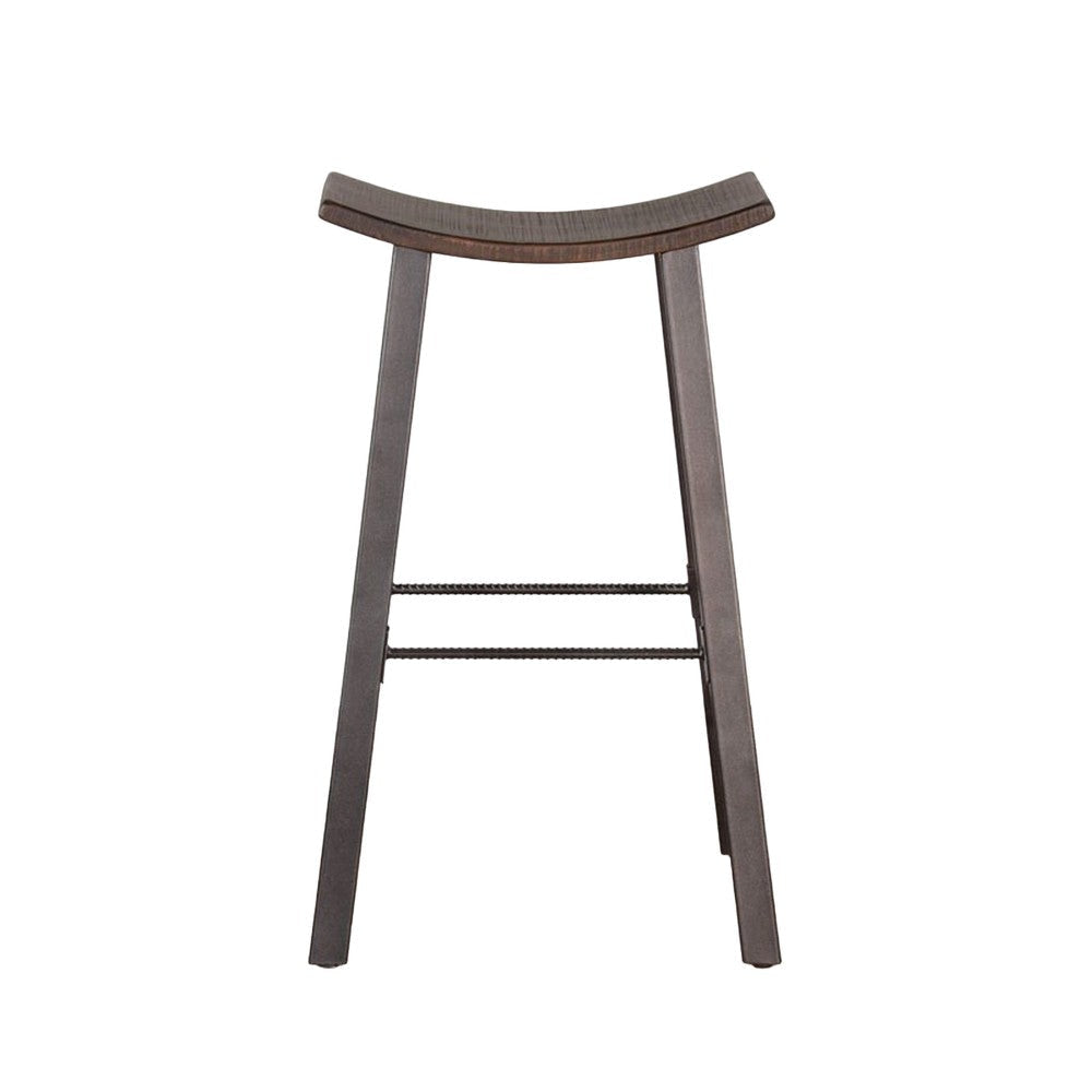 Zayle Barstool Set of 2 Black Angled Legs Dark Brown Mahogany Wood BM325300