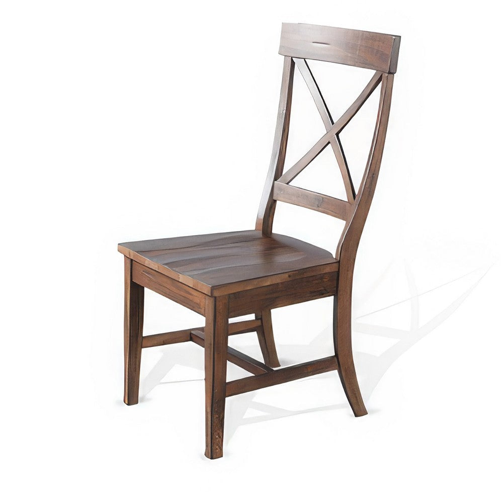 Reggie Dining Side Chair Set of 2 Crossback Brown Mahogany Wood BM325301