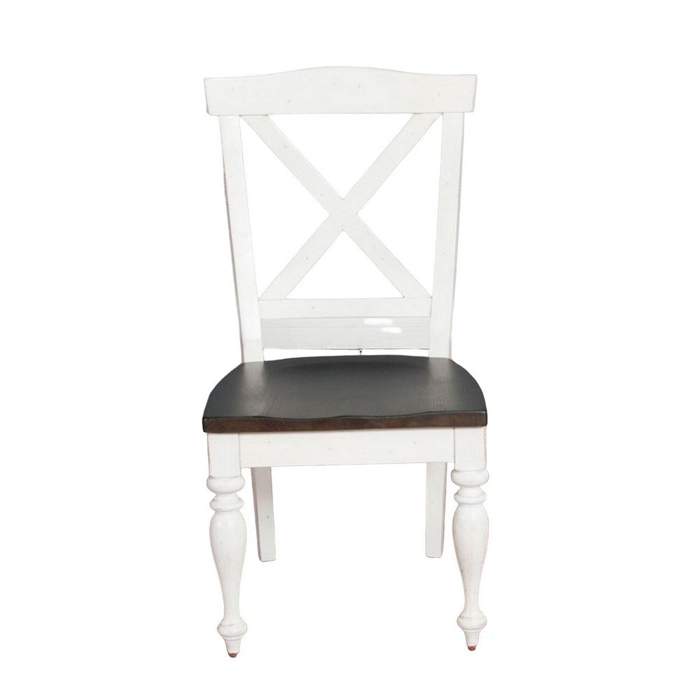 Orso Dining Side Chair Set of 2 Crossback Brown Wood Seat White BM325302