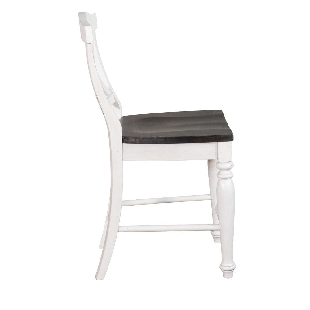 Orso Counter Stool Chair Set of 2 Crossback Dark Brown White Mahogany BM325303