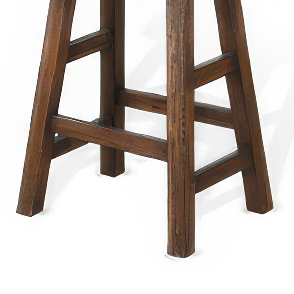 Odel Counter Stool Set of 2 Saddle Seat Dark Brown Mahogany Wood BM325305