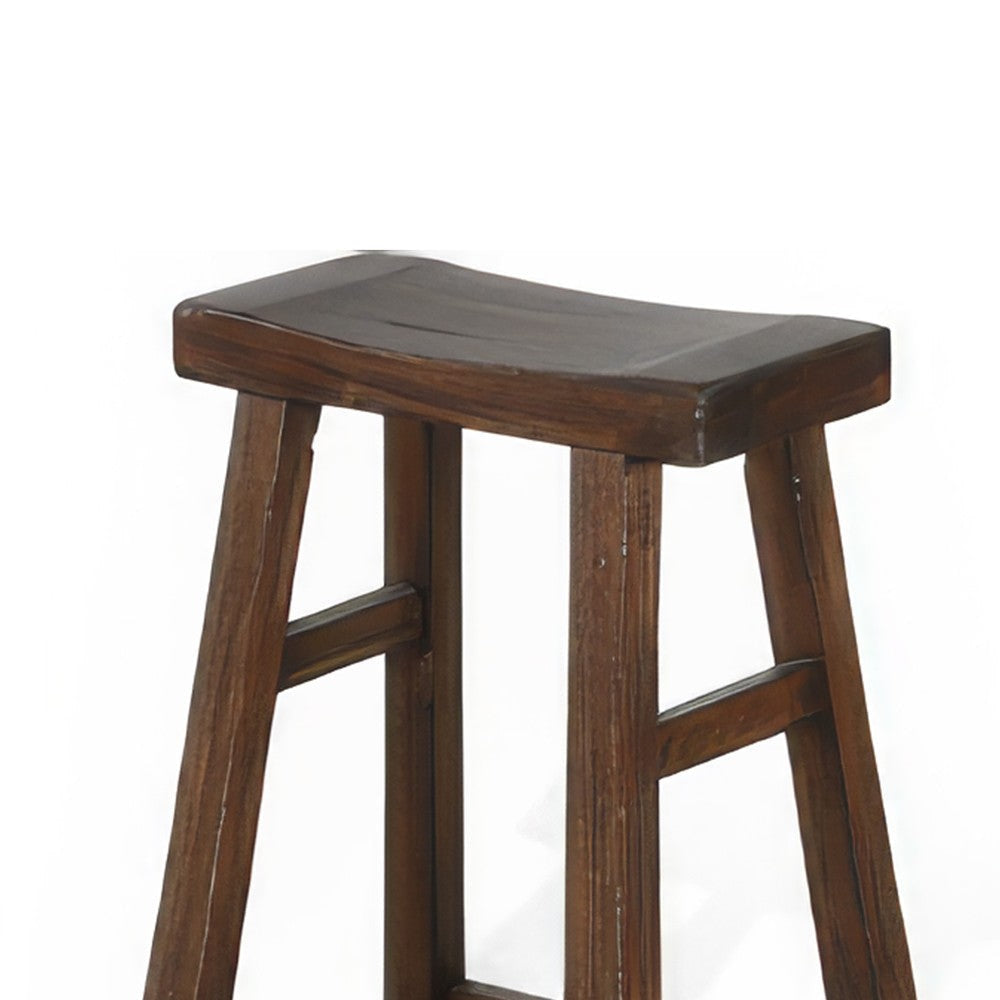Odel Barstool Set of 2 Saddle Seat Dark Brown Mahogany Wood 30’’ BM325306