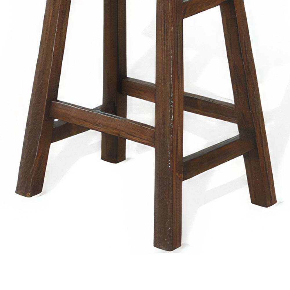 Odel Barstool Set of 2 Saddle Seat Dark Brown Mahogany Wood 30’’ BM325306