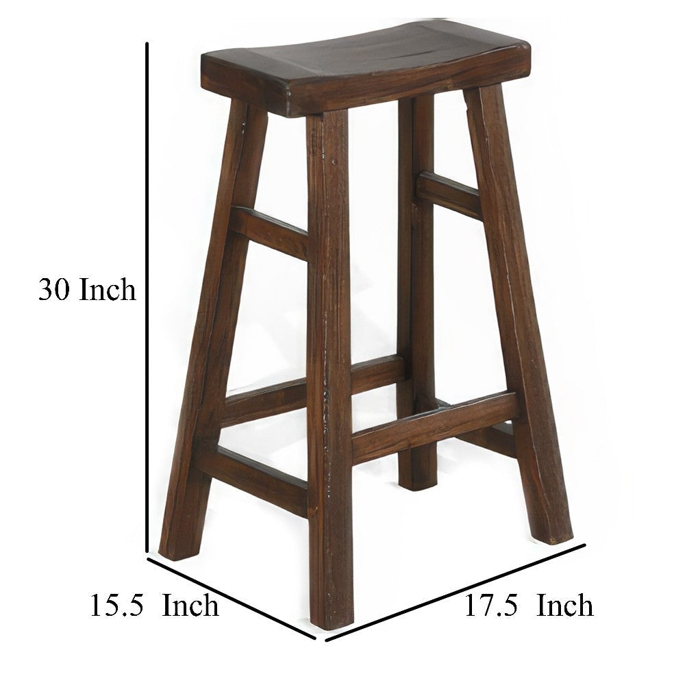 Odel Barstool Set of 2 Saddle Seat Dark Brown Mahogany Wood 30’’ BM325306