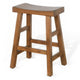 Marv Counter Height Stool Set of 2 | Saddle Seat with Ladder Style Base | Rustic Brown Mahogany Wood BM325307