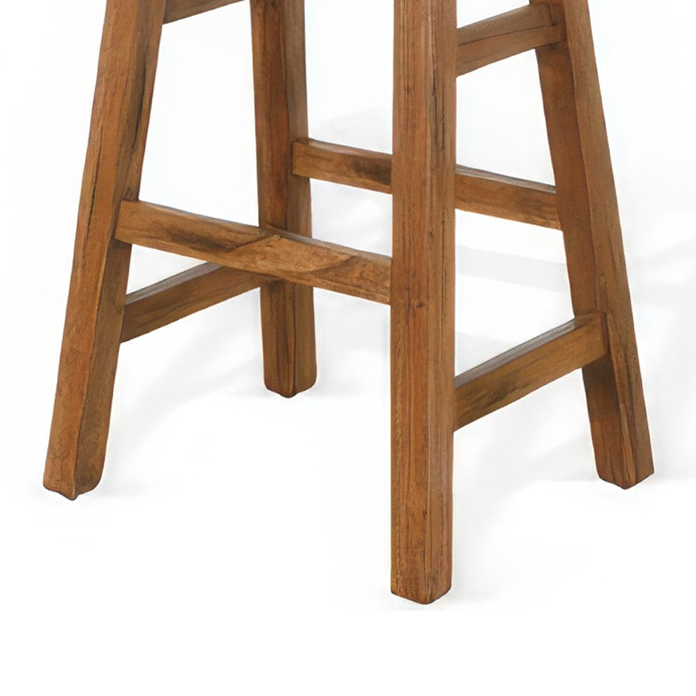 Marv Barstool Set of 2 Saddle Seat Rustic Oak Mahogany Wood 30’’ BM325308