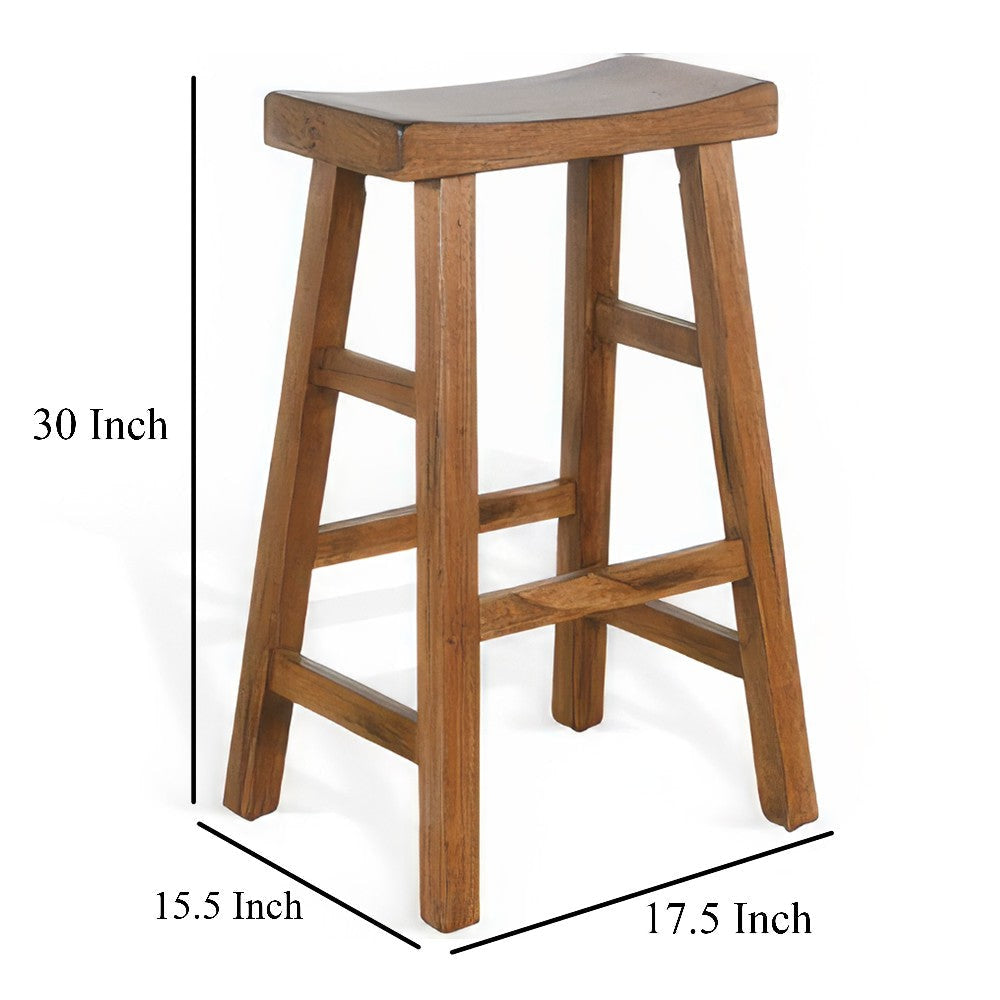 Marv Barstool Set of 2 Saddle Seat Rustic Oak Mahogany Wood 30’’ BM325308