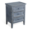 Rena Side End Table with 3 Drawers 19’’ Rustic Blue Mahogany Wood BM325311