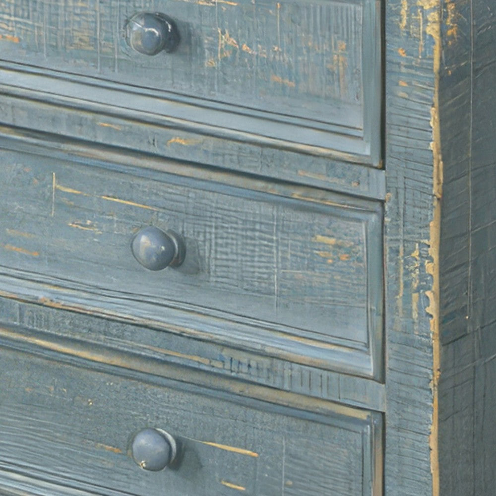 Rena Side End Table with 3 Drawers 19’’ Rustic Green Mahogany Wood BM325312